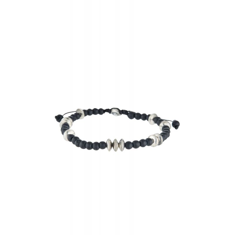 Bracelet Homme "Unai" Argent 925 et Perles noires